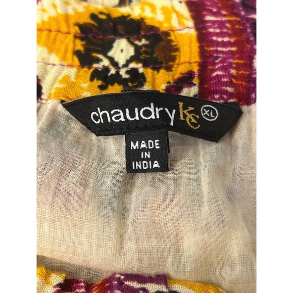 chaudry kc XL Crinkle Peasant Gipsy Skirt Orange/Pink/Yellow Boho Y2K Career - Picture 3 of 15